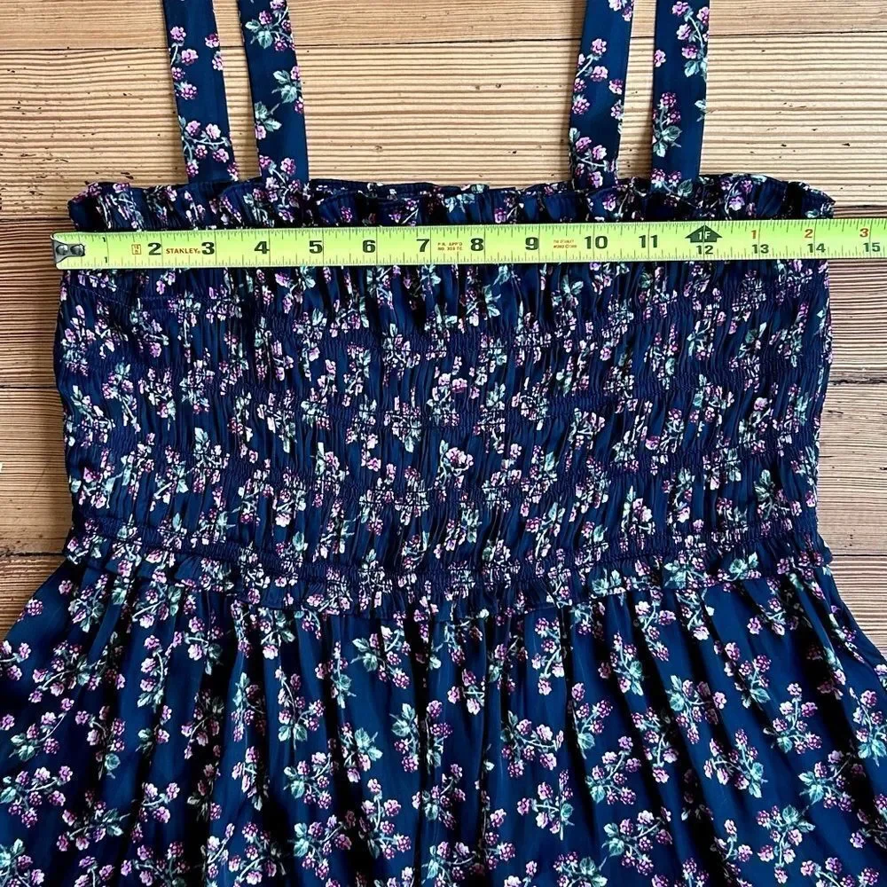 J. Crew Featherweight satin smocked tank top in twilight berry. Size L.